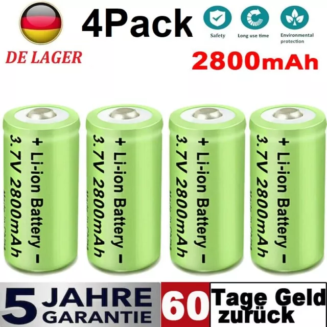 4X 2800mAh CR123A R16340 K123A 18350 Akku für Wiederaufladbar Arlo Batterien