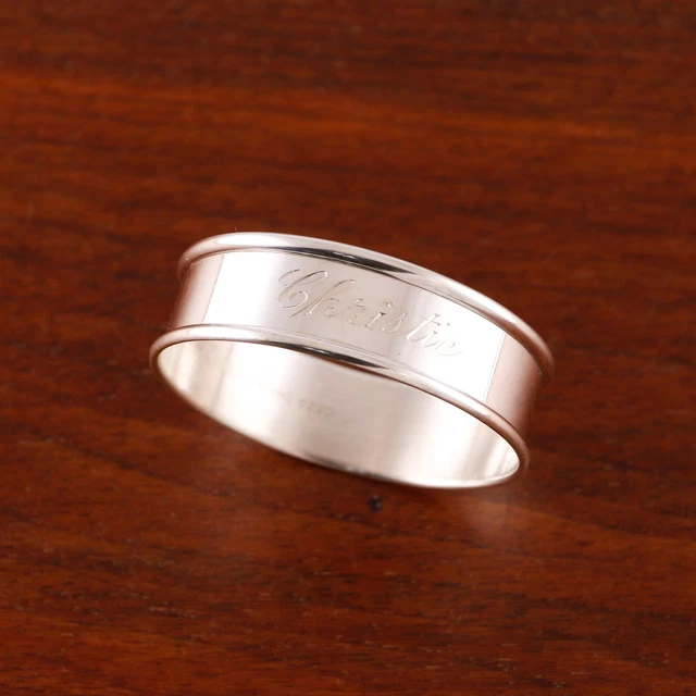 Concord Silversmiths American Sterling Silver Napkin Ring Monogram Christie