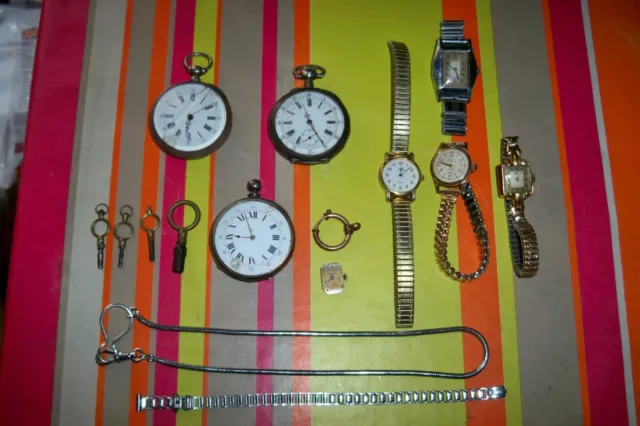lots de  montres  anciennes gousset ET AUTRES  + CLEFS + CHAINES....