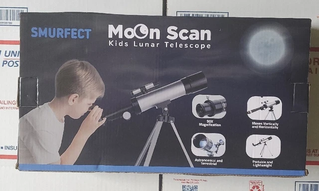 NEW - Moon Scan Kids Lunar Telescope W/ Tripod 90x Magnification Black