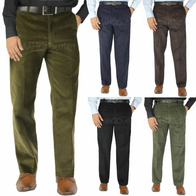 Mens Corduroy Trousers Formal Smart Casual Work Trousers Business Dress Pants