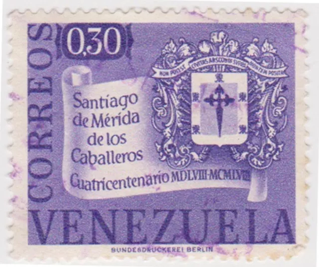 (VE209)1958 VENEZUELA 30cViolet 400th anniversaryow1511