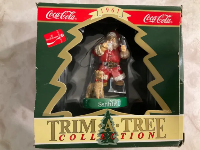 Coca Cola Trim A Tree Collection "Santa with Dog “Sshhh!”” 1961 Santa Ornament