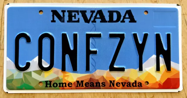 Home Means Nevada Vanity License Plate " Confzyn " Nv Confusing Confusion