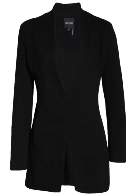 Nic + Zoe Grace Knit Jacket Cotton Rayon Blend Black Onyx Size L NWT