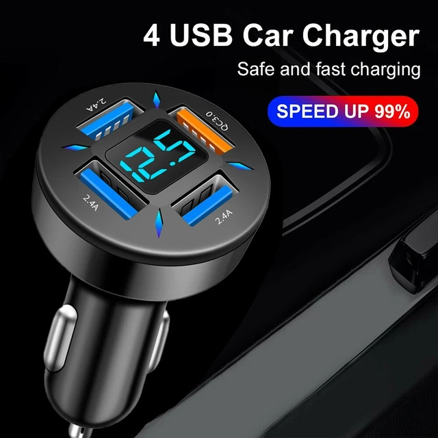 Caricabatterie auto universale 4 porte USB QC3.0 super veloce con tensione wisplay per