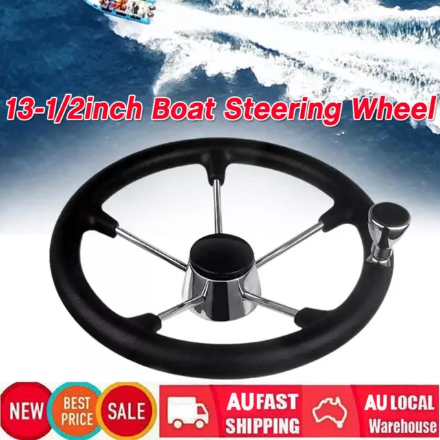 Boat Marine 13-1/2 Inch stainless steel 5 Spoke Destroyer Steering Wheel