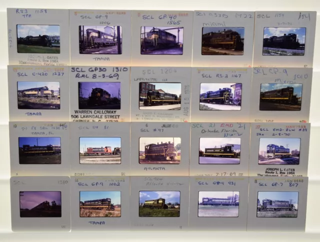 Lot of 20 Railroad Slides - SCL Seaboard Coast Line Diesel Locomotives - 35mm