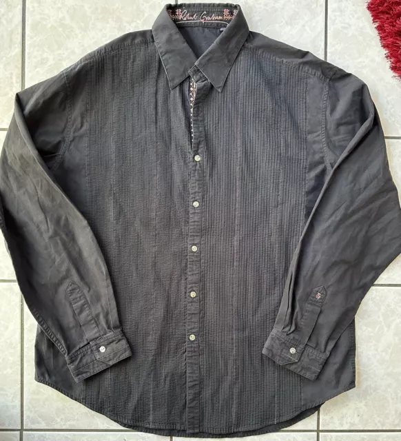 Robert Graham Mens Long Sleeve Shirt Button Up Black Striped Front Size 2XL