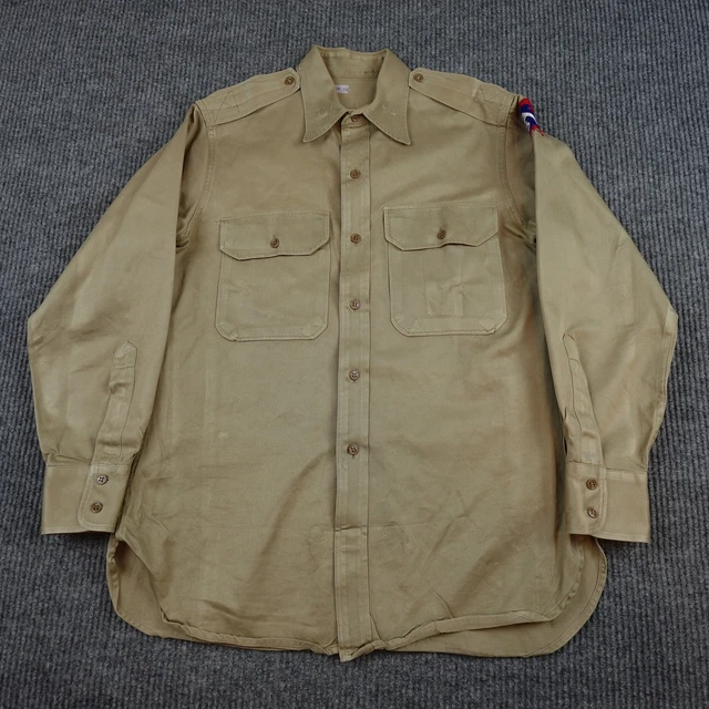 VINTAGE WWII US Army Khaki Shirt Mens Large Fifth Army A5 Patch US ...