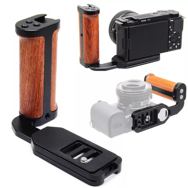 Universal Wood Hand Grip Quick Release Left L Plate Bracket Camera Handle Holder