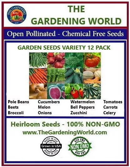 Garden Heirloom Seeds Variety 12 Pack Vegetable Seeds & Fruit Seed