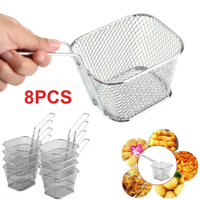 8PCS/Set Kitchen Mini Chip Baskets Mini Fryer Serving Food Presentation Basket