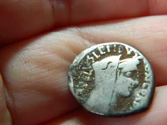 Roman Republican silver Denarius coin of Emperor ?  Metal detecting detector