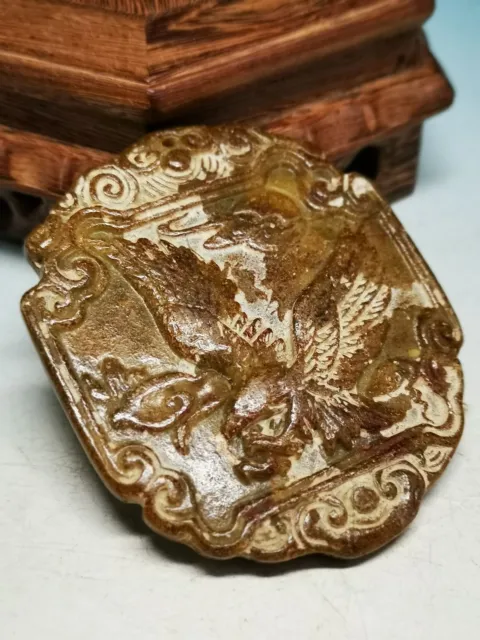 Superb Quality Old Jade Hand Carved Ancient Beast Eagle Pendant Statue DA8