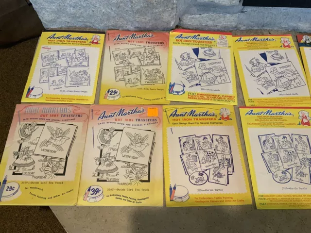 AUNT MARTHA'S Vintage HOT IRON TRANSFERS Lot of 4 Embroidery Needlework Crafts