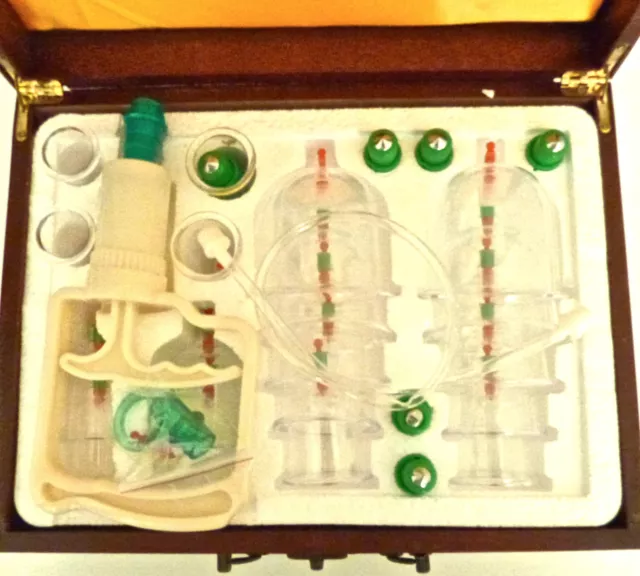 18 pièces kit de ventouses de luxe hijama vide thérapie d'aspiration soulagement guérison étui en bois