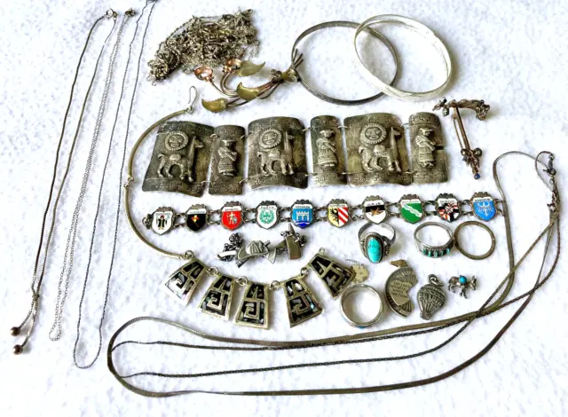 Vintage Sterling Silver jewelry lot REPAIR SCRAP REPURPOSE & WEAR 230 GRAMS