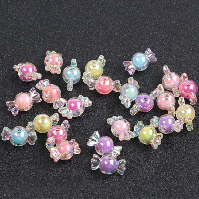 25 Colores Transparentes Mezclados Caramelo Lindos Burbuja Acrílico Caramelo Cuentas Gruesas 22X12mm