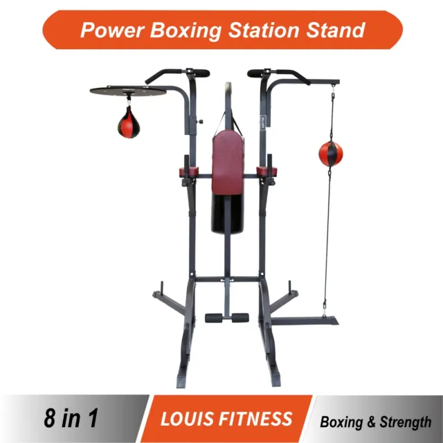 Power Boxing Station Stand Speed Ball Punching Bag Chin Up Dip Push Up Sit UP