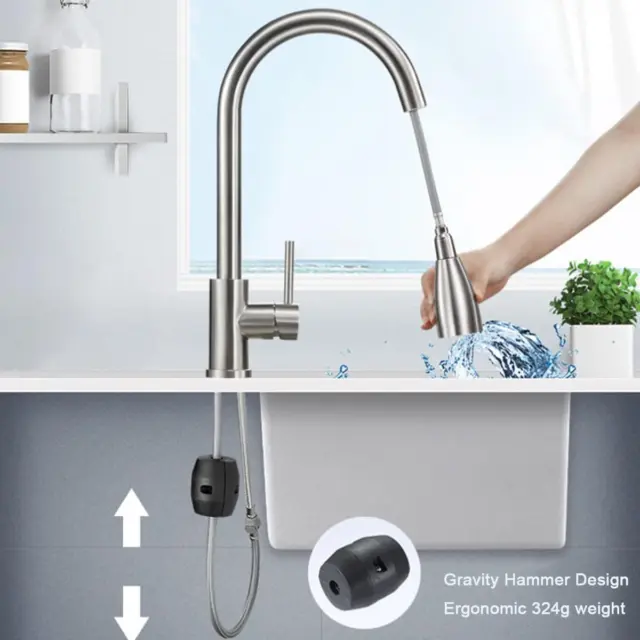 Kitchen Sink Tap 360 Faucet Single Lever Pull Out 2 Modes Spray Mixer Bath Taps