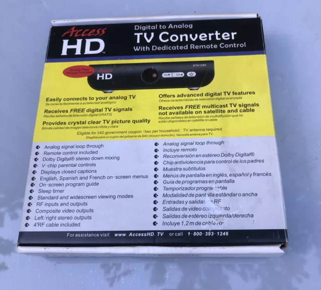 Access HD Digital to Analog TV Converter w/ Dedicated Remote Control DTA1080D
