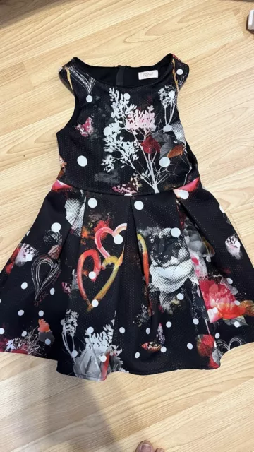 Girls Black Floral Ted Baker Girl's Dress Age 6 Years