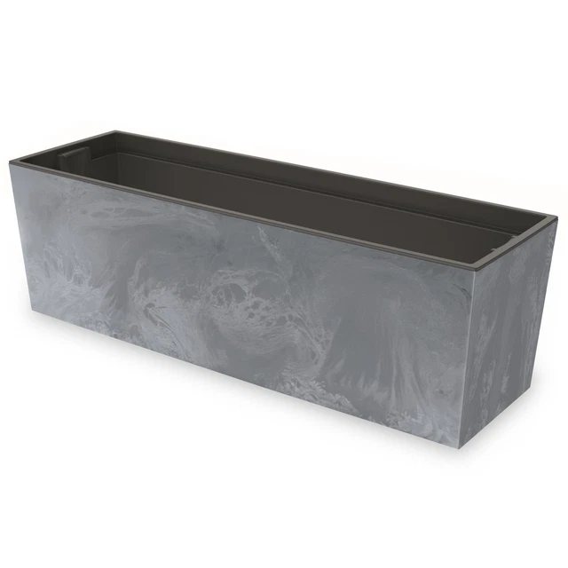 BLUMENKASTEN MIT EINSATZ Blumentopf 77 cm Balkonkasten Betonoptik Grau
