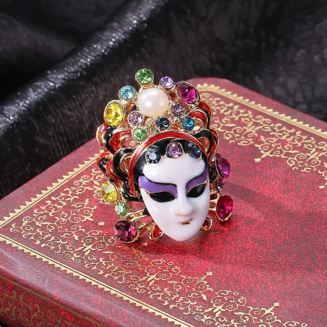 Chinese Style Beijing Opera Dao Ma Dan Mask Ring Ethnic Style Lady's Index Finge 3