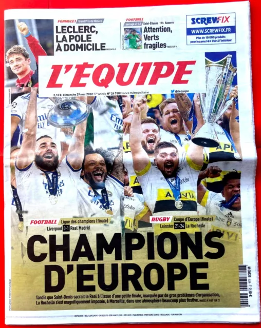Football / Rugby L'equipe 29/05/2022 Finales Real Madrid / La Rochelle Champions