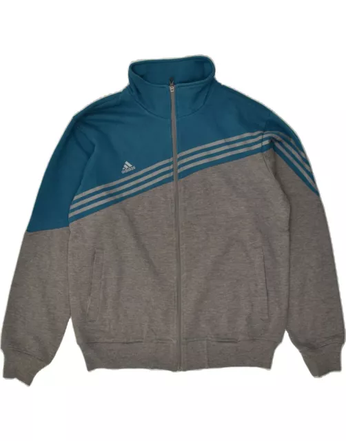 ADIDAS Mens Graphic Tracksuit Top Jacket Large Grey Colourblock Polyester TY04