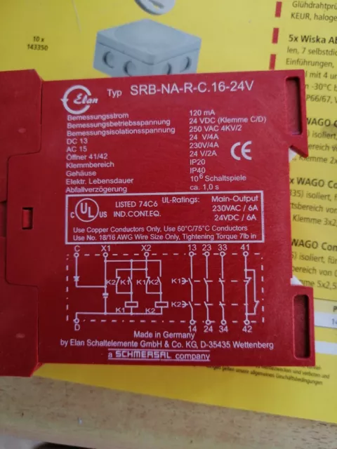 Elan / Schmersal Sicherheits-Relais- Kombination : SRB-NA-R-C. 16-24V