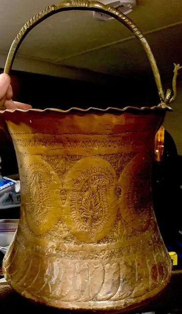 Antique 18th Century Persian Safavid Etched Copper  Cauldron