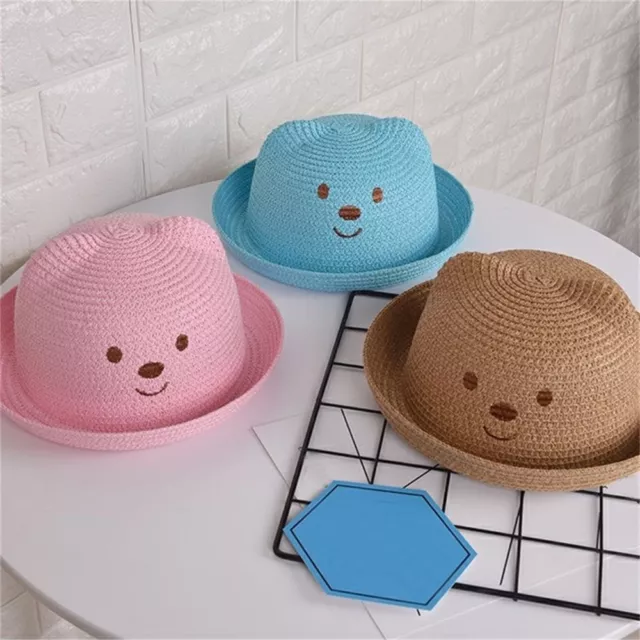 Kids Girls Boys Beach Caps Bear Ear Cap Hats Caps Baby Straw Hat Baby Hats