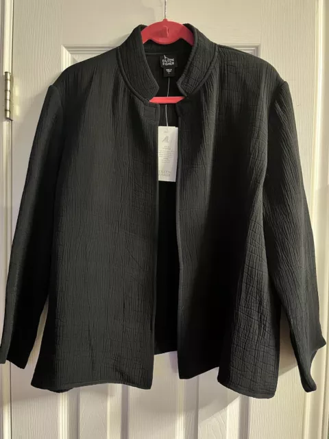 NWT Fabulous Eileen Fisher Black Silk Sponge Jacket Size L