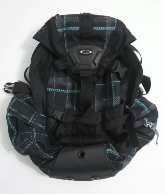 Vintage Oakley Icon Blue Black Plaid Tactical Utility Backpack Rucksack Outdoors