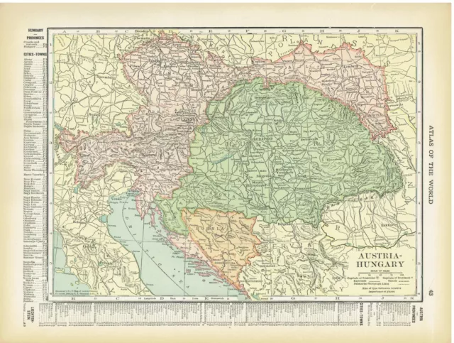 1910 Color Country Maps of Entire Russia and Austria-Hungary