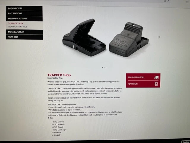 Rat Traps Trapper T Rex  Bell Labs 6 Each