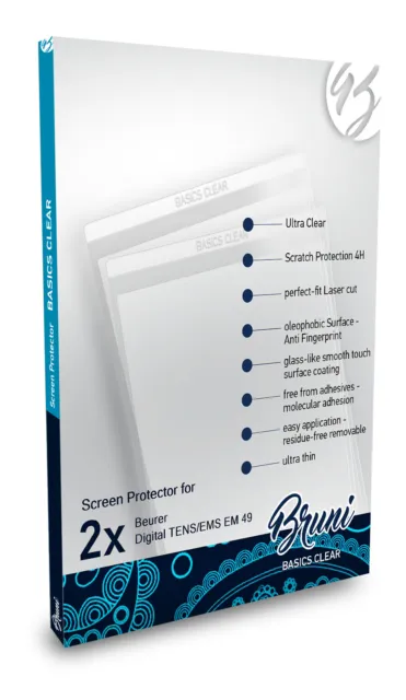 Bruni 2x Película Protectora para Beurer Digital TENS/EMS EM 49