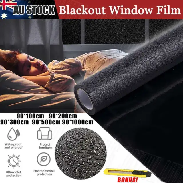 Blackout Static Cling Window Glass Film Privacy Protection To Block Sun Decor AU