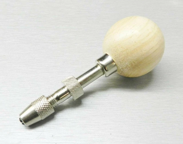 Swivel Head Pin Vise Hand Held Chuck Holder Round Ball Wood Handle Range 0-1.6mm