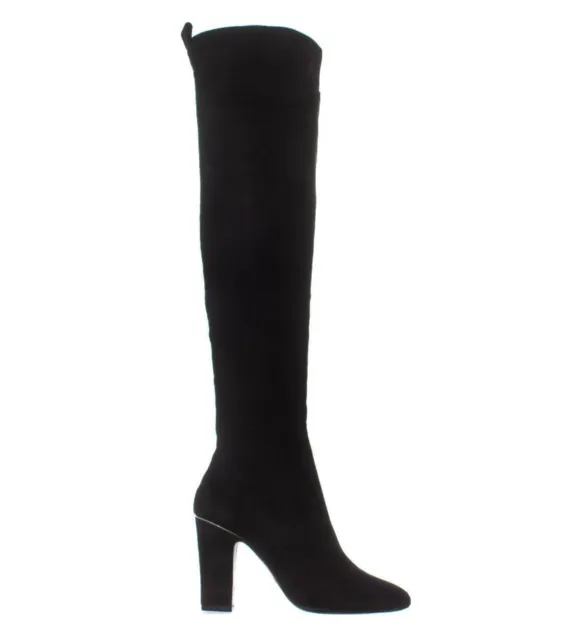DKNY Sloane Black Stretch Suede Leather Over the Knee OTK Boots Heels US 9 EU 40