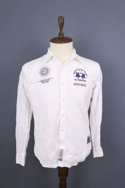 La Martina Buenos Aires White Long Sleeve Button Shirt Size L