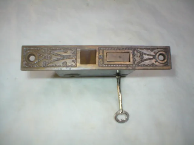 Antique Victorian Decorative Mortise Lock with Key