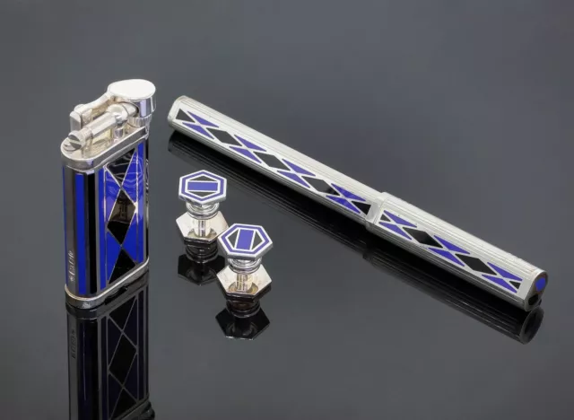 Dunhill Charleston Art Deco Lighter,Fountain Pen,Cufflinks Silver Ltd.Ed. 62/100