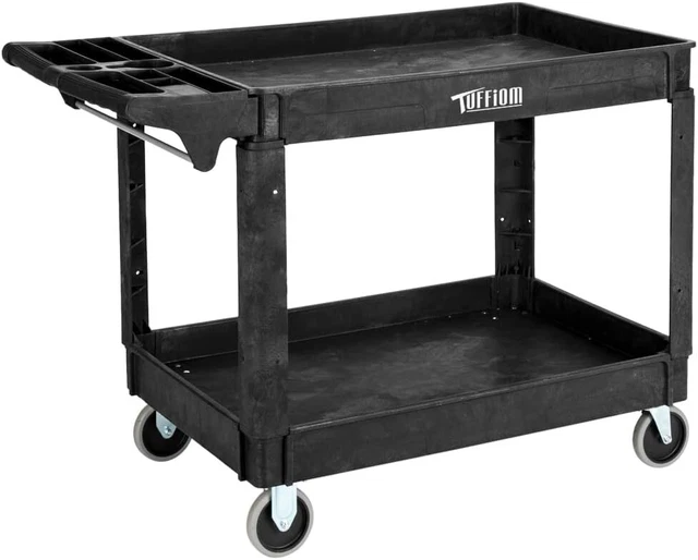 HEAVY DUTY PLASTIC Service Utility Cart with Wheels and Shelves 550lbs