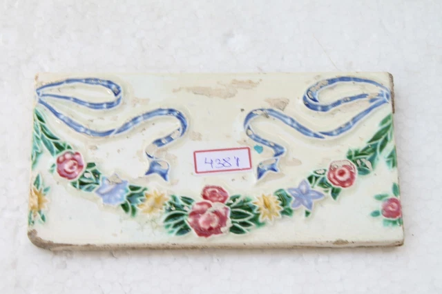 Japan antique art nouveau vintage majolica border tile c1900 Decorative NH4381 11