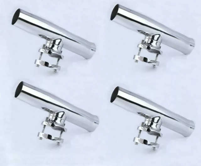 4X Adjustable Fishing Rod Holder Clamp on 1-1/4" to 2" Rail Boat Stainless Steel