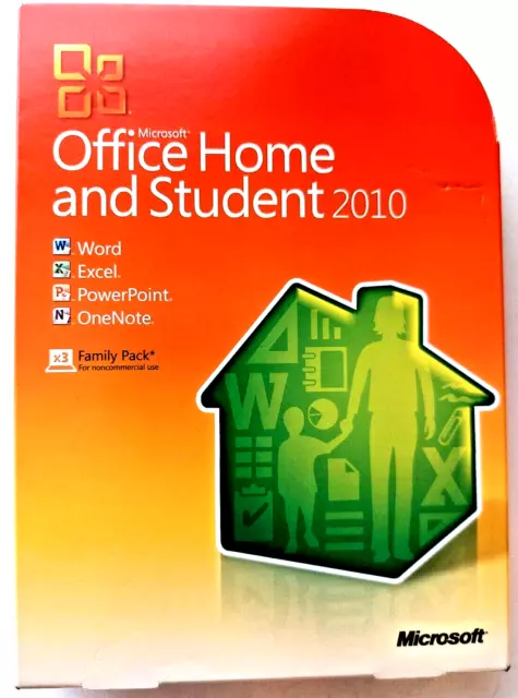 Microsoft Office Home and Student 2010 Software for Windows Used w/ Product Code