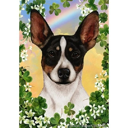 Clover Garden Flag - Tri Rat Terrier 313241